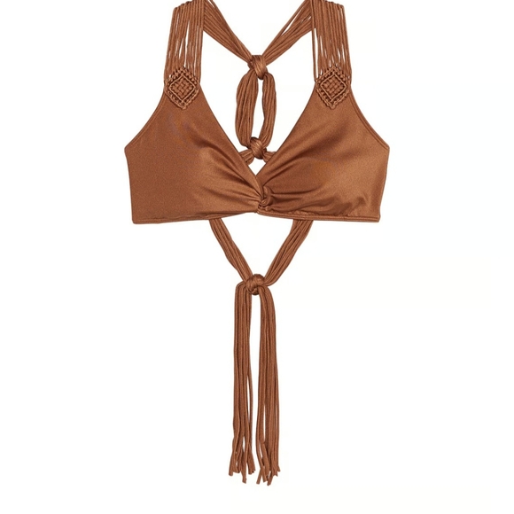 NWT Victoria's Secret Archive Swim Collection Macrame Fringe Caramel Bikini - Picture 2 of 8